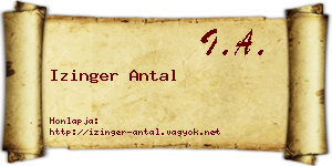 Izinger Antal névjegykártya